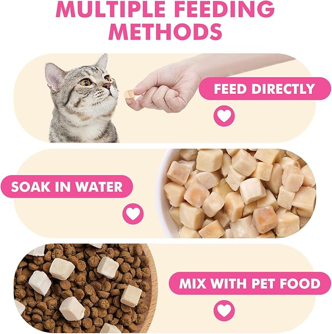 Freeze Dried Cats & Dogs Raw Treats, All Natural Single Ingredient Chicken Breast, High Protein Healthy Pet Training Treats or Food Topper, 6 oz
