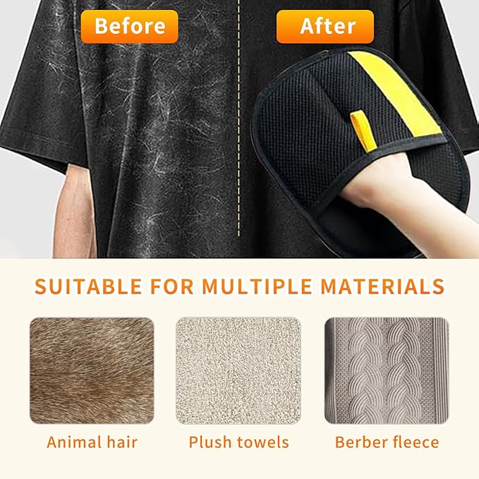 Static Pet Hair Remover Gloves, Reusable Electrostatic Pet Cat Dog Hair Removal Grooming Gloves Brush Tool for Couch, Furniture, Carpet, Car Seat