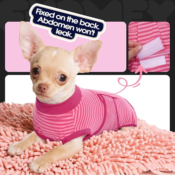 FUAMEY Recovery Suit for Dogs After Surgery,Soft Breathable Dog Bodysuit E-Collar & Cone Alternative Surgical Suit,Male Female Dog Neuter Spay Suits Anti Licking Wounds Onesie Rose Stripes S