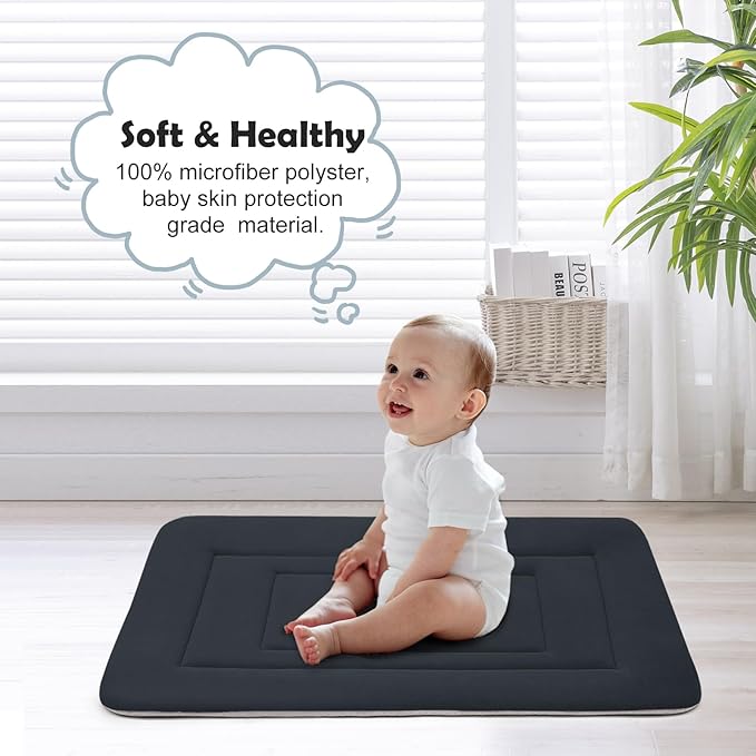 JoicyCo Soft Dog Crate Bed Pad Mat, 42 in Non-Slip Bottom Washable for Large Dogs, Pet Mattress Kennel Pad, Dark Gray