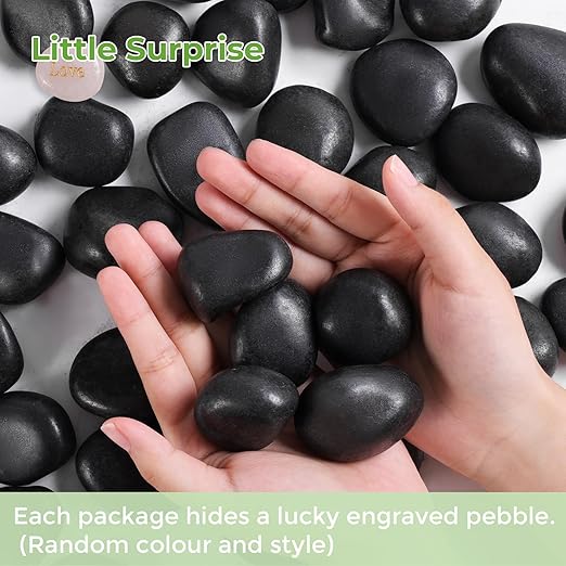 SIDONG 5 lbs Black River Rocks, 1.2-2 Inches Polished Pebbles for Indoor Plants, Aquarium Rocks Used in Fish Tank, Decorative Stones for Plants, Vases, Home Décor, Crafting, Garden Landscaping