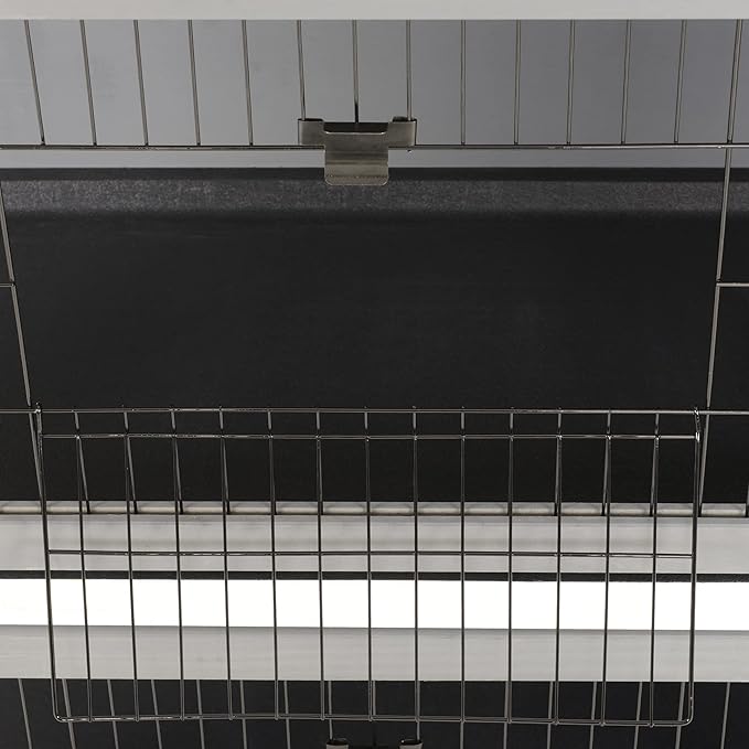 PawHut 54" 2-Story Large Rabbit Hutch Bunny Cage Wooden Pet House Small Animal Habitat with Lockable Doors, No Leak Tray and Waterproof Roof for Outdoor/Indoor Dark Grey