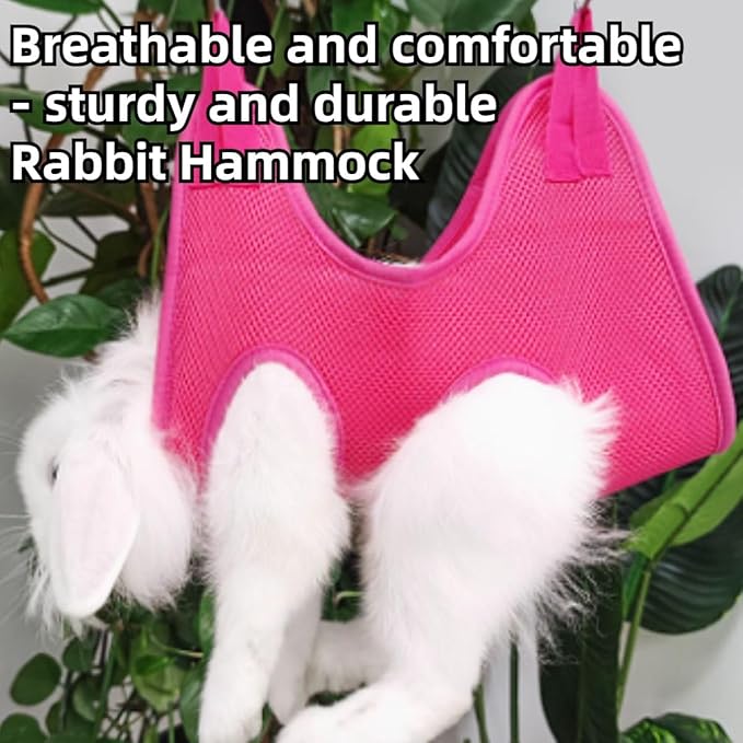 Rabbit Grooming Hammock with Safety Belt for Nail Clipping, Grooming, Bunny Bathing Bag for Nail Trimming, Cat Claw Care Bag, Small Animal Grooming Harness (Red,XX-Small)