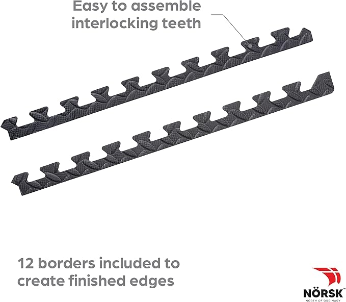 Norsk Foam Floor Gym Mats with Interlocking Tiles, .47" Thick, 24"x24",6-Pack, 24 Square Feet, Diamond Plate Design, Grey