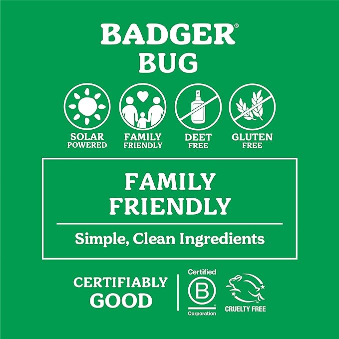 Badger Bug Spray, Family Friendly All Natural Mosquito Repellent w/Organic Essential Oils, Great Smelling Citronella Spray, Effective for 3 Hours, Deet-Free Vegan Plant Based Insect Repellent 4 fl oz