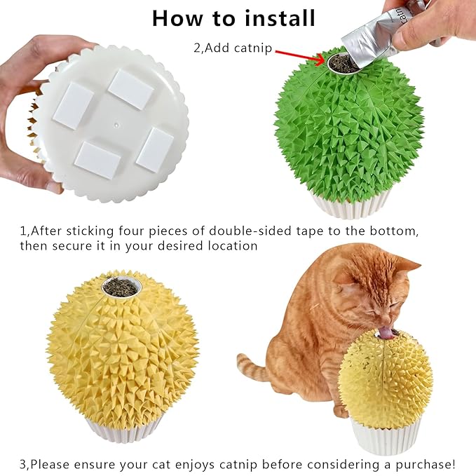 Catnip Feeder - Cat Face Scratcher Wall Corner Massage Comb for Indoor Cats Self Grooming Brush (Green)