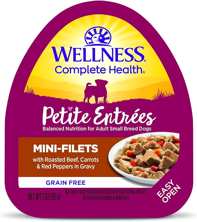 Wellness Petite Entrées Mini-Filets with Roasted Beef, Carrots & Red Peppers in Gravy, 3-Ounce Cup (Pack of 12)