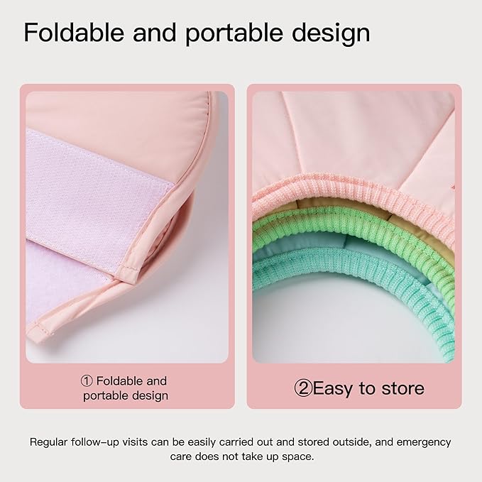 Touchdog Foldable Dog Cone Collar for Cats & Dogs - Adjustable Soft Recovery Collar with Waterproof PU Coating, Lightweight Design, 24.5cm/9.6in Wide Barrier (Green, L)