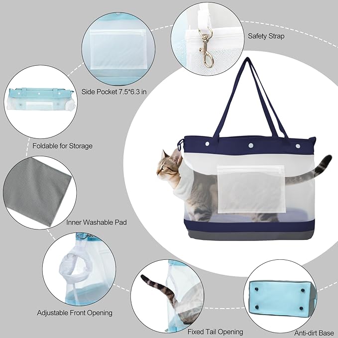Dog Purse Carrier for Small Dogs Cat Kitty Puppy Rabbit Bunny Dog Cat Bag Carrier for Animals up to 22lbs Soft Sided Collapsible Pet Carrier Sling for Outing Travel Vet-Light Blue