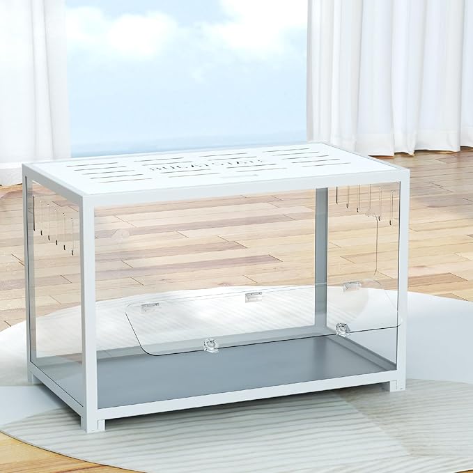 BUCATSTATE Hamster Cage Metal 2.0 - Small Animal Habitats Large Stackable with Top Access Easy Assemble 31.4L*17.6W*20H Inches Dwarf Syrian Hamster House for Guinea Pig, Gerbil (552sq inch White)