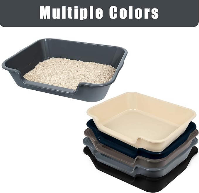 1 Pack of Extra Large Cat Litter Box (ABS Material), Low Entry Senior Litter Pen for Geriatric Kitty Big Cats, Jumbo Pet Safe Litter Boxes Tray for Pets Potty (Light Blue, 20" L x 15.5" W)