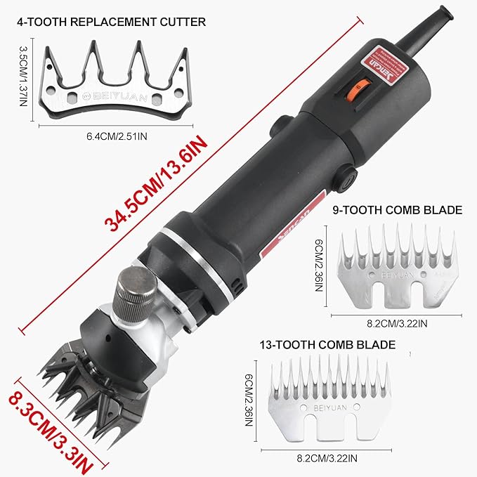 Sheep Clippers, 750W Farm Livestock Grooming Kit for Equine, Goat, Pony, Cattle and Large Thick Coat Animals (6 speeds, with 2 Blades)