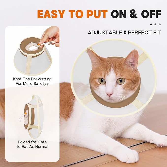 Cat Cone Collar Soft- Adjustable Comfortable Air Mesh Recovery Cone After Surgery to Stop Licking and Scratch, Alternative to Plastic Elizabethan Collar for Cat, Whiskers Freedom (Brown, XS)