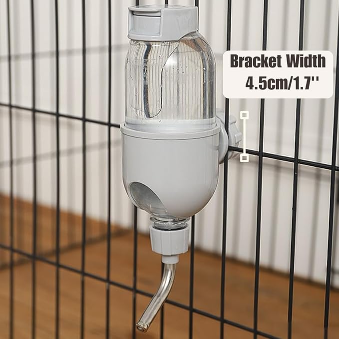 Pet Water Bottle for Cage Crate 26oz Non-Drip Water Dispenser for Small Animal Rabbit Bunny Guinea Pig Chinchilla Ferret Squirrel Hedgehog (Gray, 26oz)