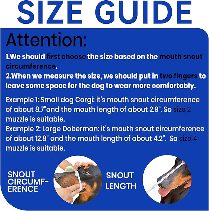 Dog Muzzle, Basket Muzzle for Small Medium Large Dogs, Anti-Biting and Chewing, Lightweight & Sturdy Cage Design,Allows Panting & Drinking, Ideal for Grooming & Training(Blue Size M)