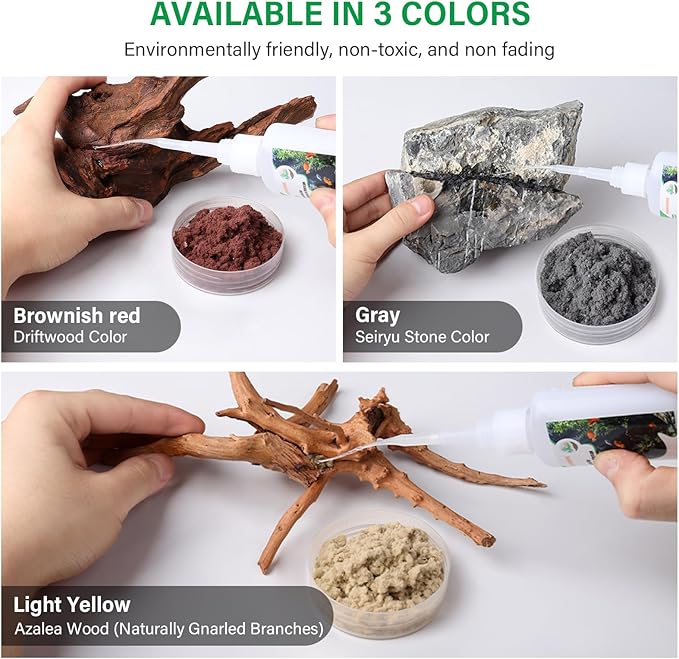 Cotton Wool for Aquascape - Gap Filler Cotton for Rocks & Wood | Aquarium Safe Bonding Material | Secure Adhesive Helper(Gray (Seiryu Stone Color))