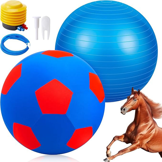 40inch Giant Herding Ball with Ball Cover Anti Burst Please Watch VCR for How to Inflation Horse Toys for Horses Stall Entertainment Play, Pump Included(Blue,Stylish)