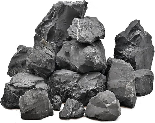 Unocho Fish Tanks Stone 20LB Natural Black Slate Rocks for Aquariums Decorative Aquascaping Stone for Reptile Terrariums, Bonsai Gardens & Outdoor 3-9inches(8PCS)