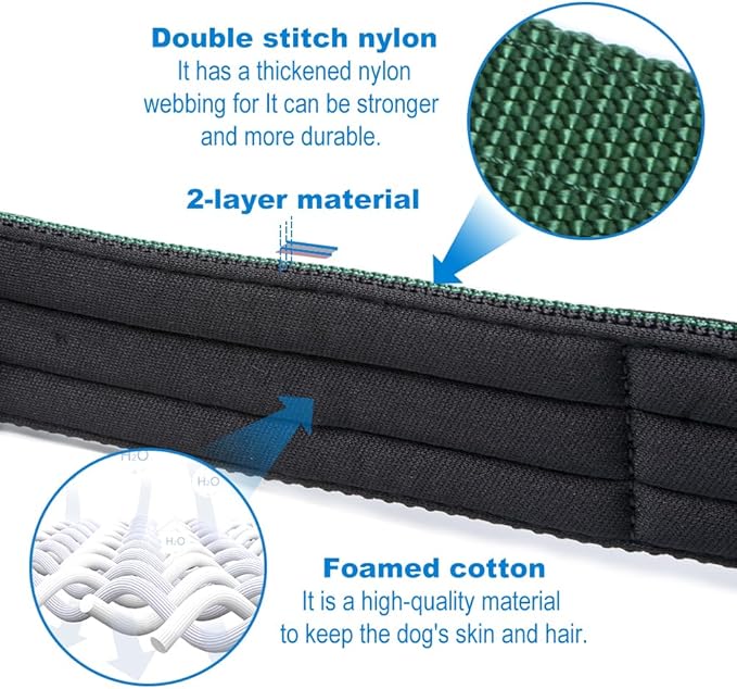 TSPRO Tactical Dog Collar 1.5 Inch Wide Thick Dog Collars with Heavy Duty Metal Buckle, Durable, Strong, Adjustable for Medium to Large Dogs (Green M)