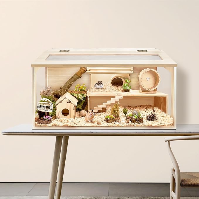 Prolee Hamster Cage Chew Proof, Mice and Rat Habitat Openable Top with Acrylic Sheets, Hamster Habitat Solid Built (32”L x 16" W x 16" H)