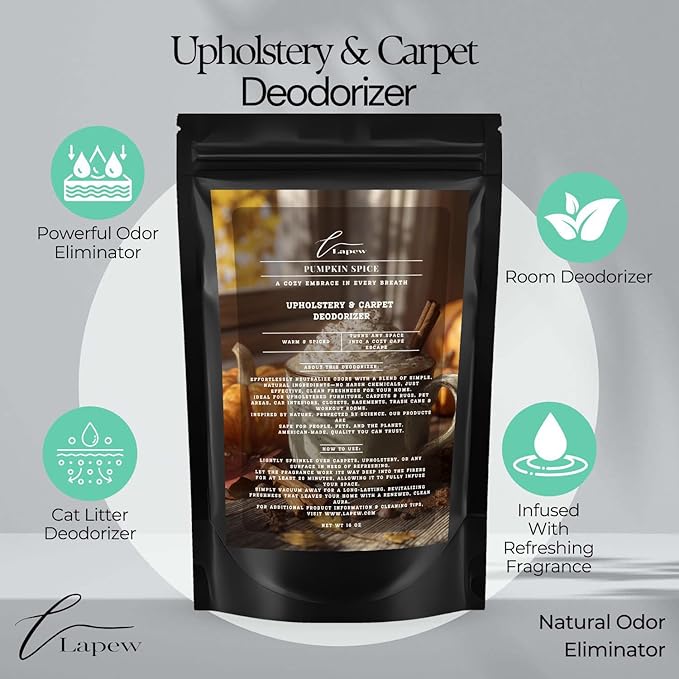 Pumpkin Spice Carpet Freshener Powder Value Size 36 oz | Powerful Odor Eliminator for Home | Upholstery Deodorizer | Carpet Deodorizer | Pet Urine | Cat Litter Box