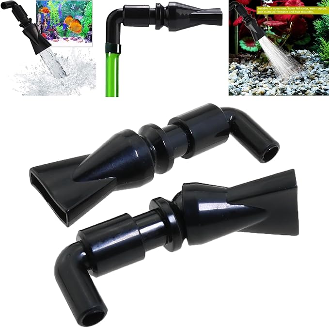 heyous 3PCS Aquarium Pump 360 Degree Free Rotation Black Plastic Nozzles Outlet Outflow Pipe Fitting Pet Supplies
