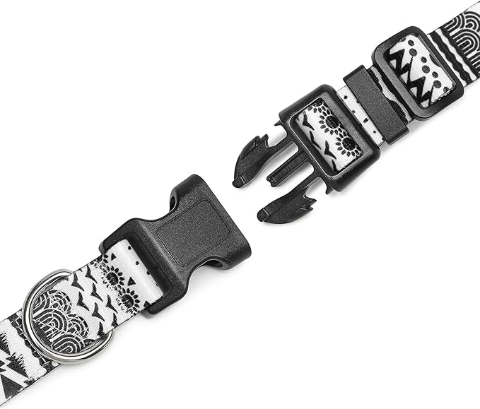 Mercano Adjustable Dog Collar - Special Design Patterns, Soft Nylon Comfortable Durable Pet Collar for Small Medium Large Dogs (XS, Black White B)
