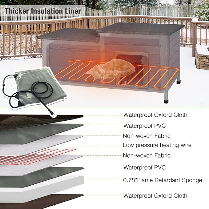 GUTINNEEN Outdoor Cat House Weatherproof Feral Kitty Shelter for Winter Cat Condo with Large Opening Roof (1-Story(AIR93-Heated))