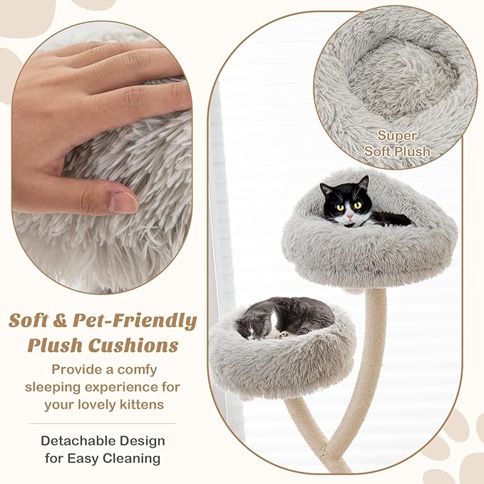 PETSITE 70" Tall Cat Tree, Cat Tower with Scratching Posts and Board, Multi-Level Cat Tower for Large Cats 20 lbs+ with 3 Cozy Perches and Dangling Balls, Modern Cat Tree for Indoor Cats Large Adult