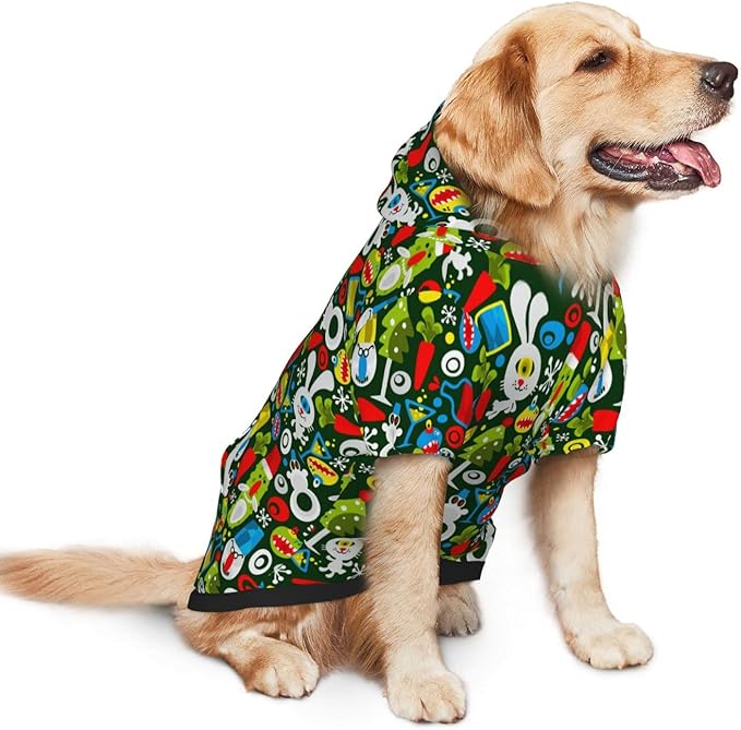 Christmas Green Monster Hoodie,Christmas Cosplay Dog Clothes with Pocket and Hat Winter Clothes Sweaters X-Large