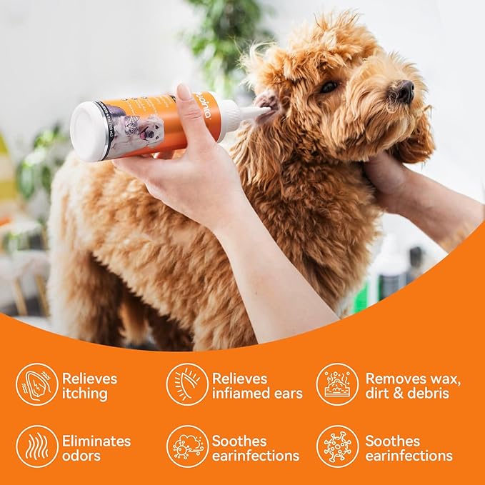Ear Cleaner for Dog & Cats, Dog Ear Drop and Infection Treatment, Dog Ear Cleaning Solution- Cleaning,Soothing, and Deodorizing Itchy Ears - 8oz