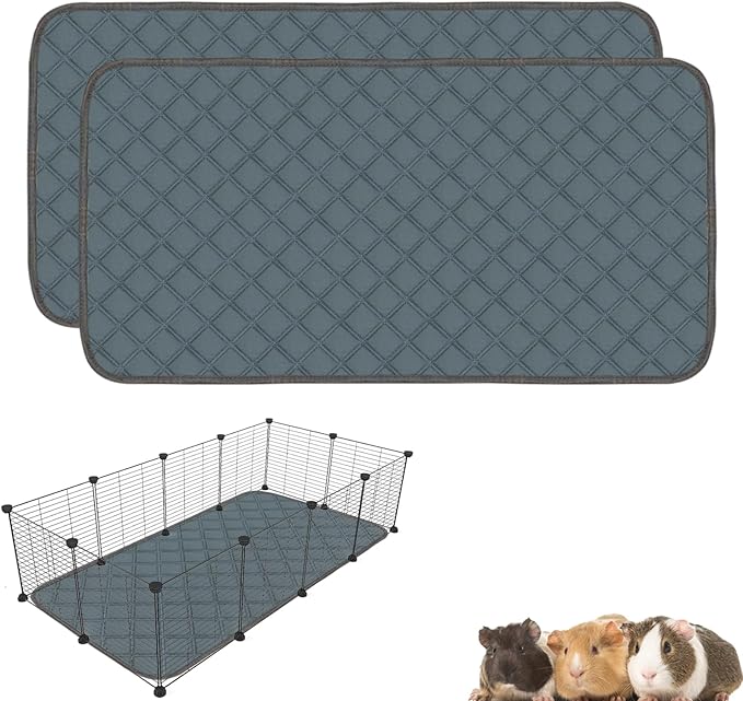 2 Pack Washable Guinea Pig Cage Liners for C&C 2x4 Habitat Guinea Pig Bedding Super Absorbent | Waterproof | Non Slip| Reusable Guinea Pig Pee Pads for Small Animals Cages - 57.1" x 27.6"