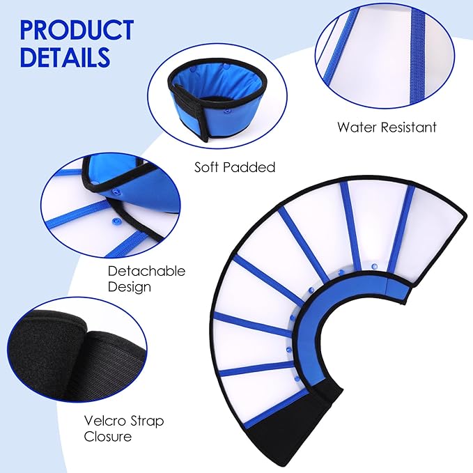 KOESON Dog Cone Collar, Soft Cones for Large Dogs, Professional Large Dog Surgery Recovery Cone with Adjustable Hook & Loop, Comfortable Pet Elizabethan Collars to Stop Licking, Blue L