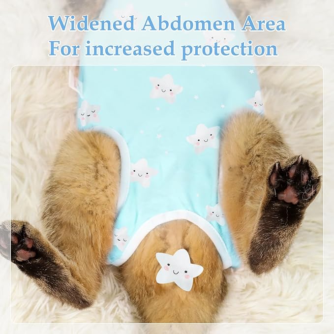 ANWA 2 Pack Cat Recovery Suit - Breathable Cat Onesie for Cats After Surgery Female, Kitten Surgery Recovery Suit Female Abdominal Wounds