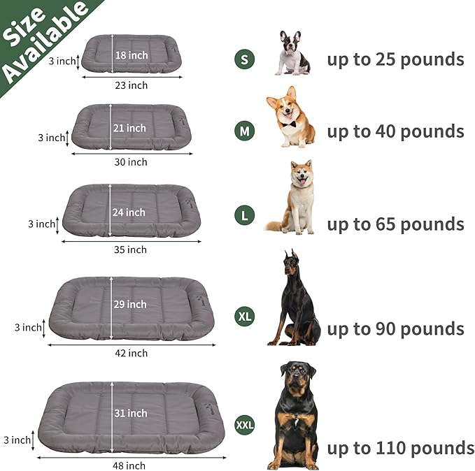 KHONSU PET Durable Dog Bed Tough and Tear Proof Dog Crate Bed, 800lbs Tear Strength PVC-Backed Waterproof Ped Bed Mat Indoor & Outdoor Use for Dogs up to 90 lbs