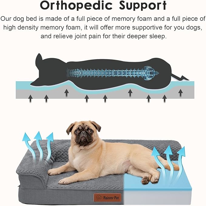 Orthopedic Dog Bed Medium Size Dog, 3 Inch Memory Foam Pet Bed for Small and Medium Dogs, Washable Removable Cover, Nonskid Bottom, Waterproof, 30x20 Inches S Dark Grey
