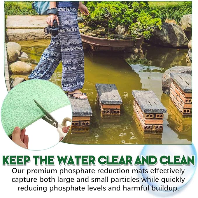 Treela 10 x 36 Inch Phosphate Reducer Filter Pad Fish Tank Filter Pads Phosphate Remover Aquarium Cut to Fit for Aquariums and Pond Reducing Infused Media Pad