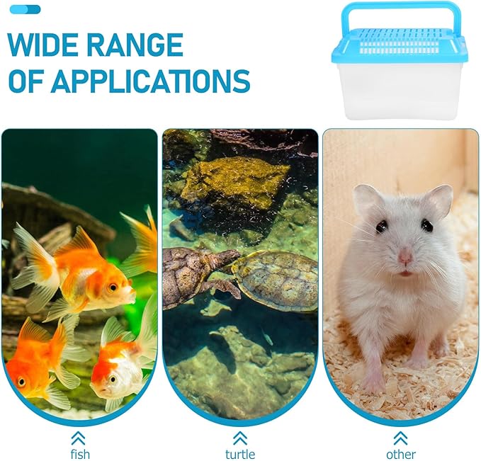 Plastic Turtle Fish Tank with Handle, Clear Aquarium Container for Small Pets, Tortoise Habitat, Goldfish Bowl, Reptile Transport Box, 5.11 X 3.54 X 3.54 Inch