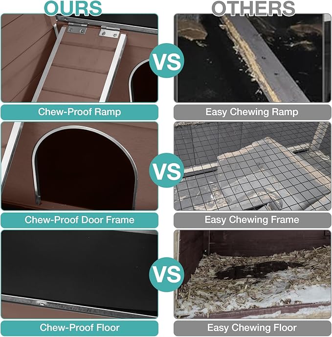 Guinea Pig Cage with Wooden Stand,Indoor Rabbit Hutch with 2 Stories,Hamster Cage with Anti Chew Ramp,Hideout, Platform, Pull Out Tray (Brown)