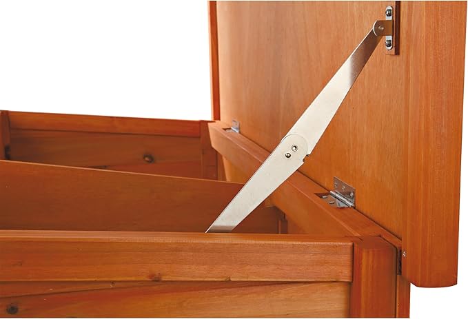 TRIXIE natura Outdoor Rabbit Hutch with Run - 2-Story Rabbit Cage with Non-Slip Ramp - Medium Elevated Small Animal House with Secure Playpen, Hinged Roof & Pull-Out Tray - in Brown