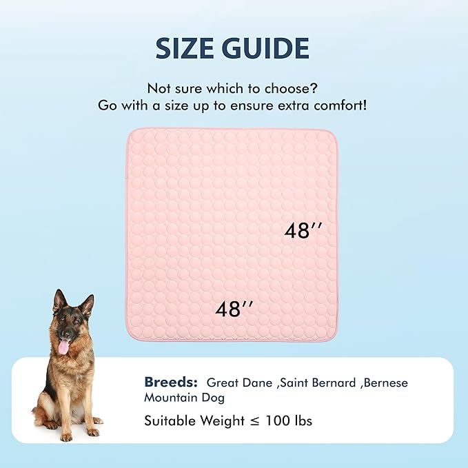 MICROCOSMOS Summer Cooling Mat & Sleeping Pad- Water Absorption Top, Materials Safe, Easy Carry, EZ Clean. Keep Cooling for Pets, Kids and Adults.(Pink, 48" x48")