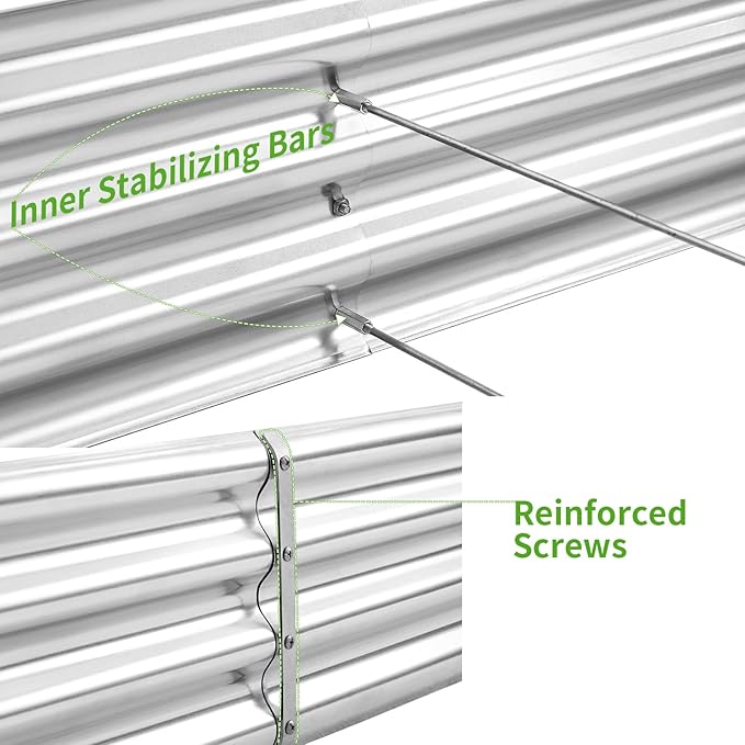 Land Guard 8×4×1ft Galvanized Metal Raised Garden Bed, Metal Planter Kit Box Outdoor for Deep-Rooted Vegetables, Flowers, Green and Herbs……