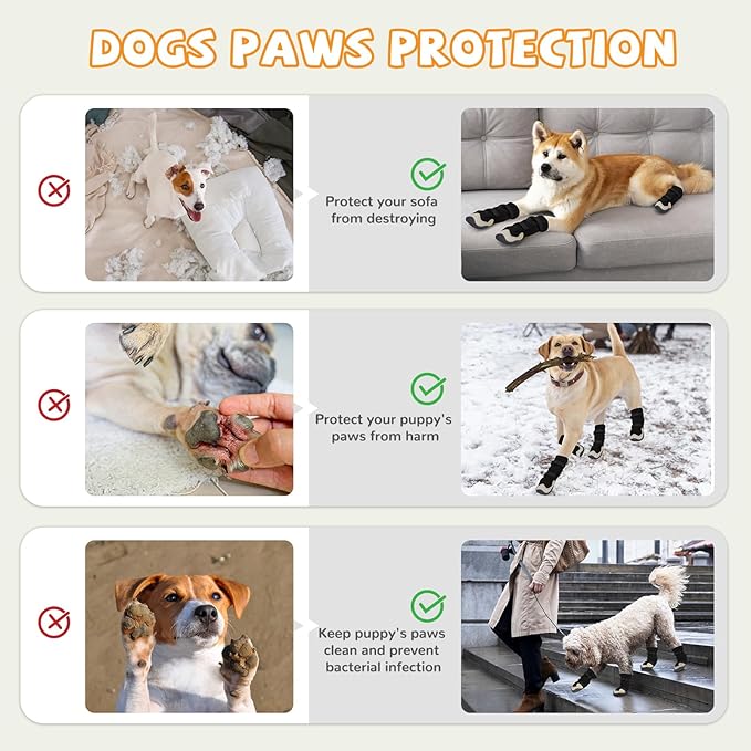 Dog Shoes for Large Small Medium Dogs, Dog Snow Boots Winter, Dog Booties and Paw Protectors to Prevent Licking, Anti-Slip Dog Shoes with Reflective for Hot Pavement, Hardwood Floors, Hiking (Size 6)