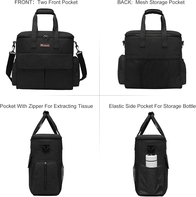 Dog Travel Bag by Modoker - Dog Travel Kit for a Weekend Away Set Includes Pet Travel Bag Organizer for Accessories, 2 Collapsible Bowls, 2 Travel Food Container (Black)