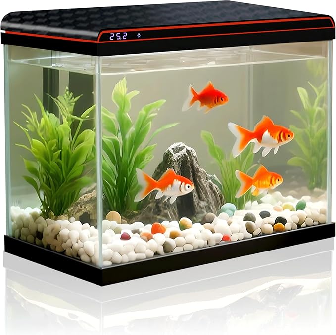 20 Gallon Fish Tank, Large Smart Aquarium with Self-Cleaning Pump 3 Color Lights Water Temperature Detection System, Smart Fish Tank for Betta Shrimp Guppy Goldfish Beta, Home Decor Gift with Tank