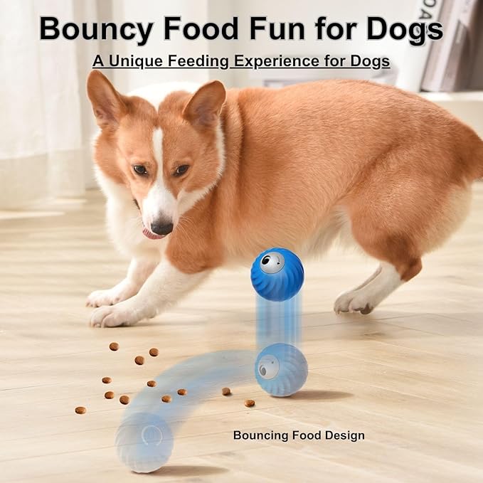 Zoomie Buddy 2.0, Zoomie Buddy for Dogs, 2 in 1 Smart Touch Interactive Dog Balls ＆ Pet Feeder, 2.83" Diameter, Suitable for Small/Medium Dogs, with Fruit Plush Cover (Blue+Orange, Only)