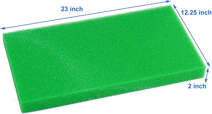 AQUANEAT Aquarium Filter Sponge Open Cell Foam Sheet Bio Sponge Filter Media Pad HMF Fish Tank Sump Divider (23" Lx 12.25" W x 2" H, Green)