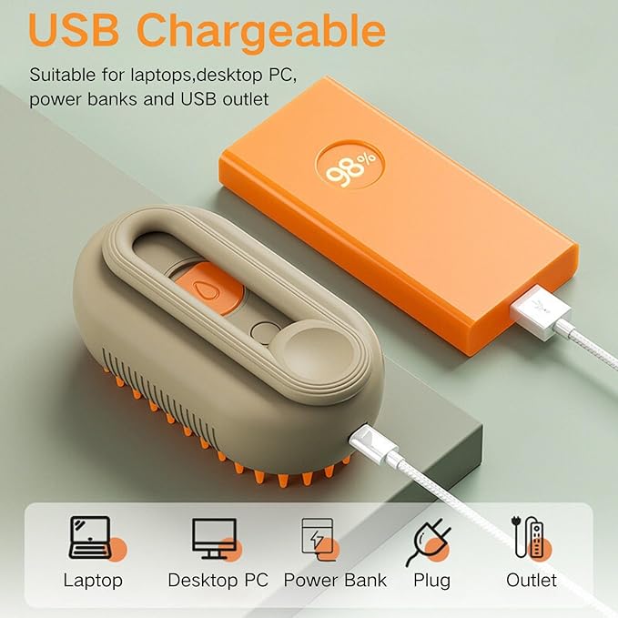 Cat Water Brush for Shedding,Water Comb for Dogs, Water Heat Grooming,3 in 1 Pet Comb For Dog Massaging,Hair Self Cleaning and Removal, Pet Hair Brush Steam For Indoor Cats and Dogs