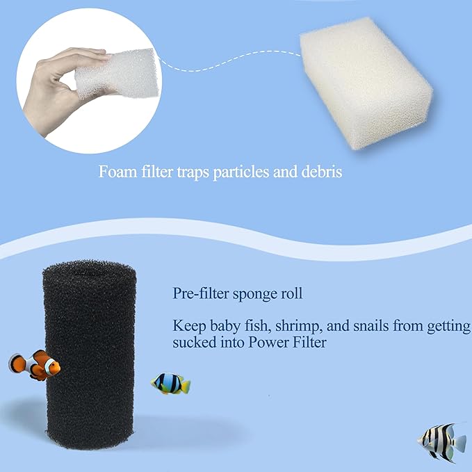 NEWKE 4 Sets of Upgraded Three-Stage Filtration Tank Filter for AquaClear 70 Power Filter, 4 Sets of Maintenance Kit Refills for Fish Tank Filter for 40- to 70-Gallon Aquariums