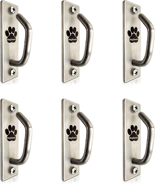 Canine Hitch- Secure Dog Leash Parking Mounted Indoor – Outdoor Wall Hook - Tie Out Stainless Steel Practical Lead Management for Home & Business, Slim Compact 6 Pack